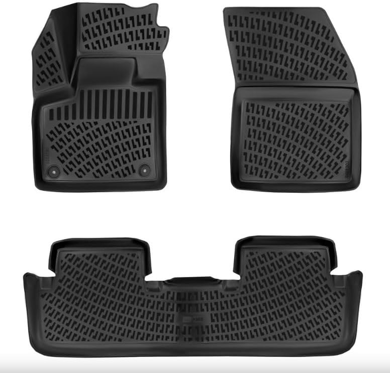 ASC Tappetini Auto Compatibili con Peugeot 5008 2016-2024, Gomma a Vaschetta, Protezione Poggiapiedi, Bottoni per Ancoraggio