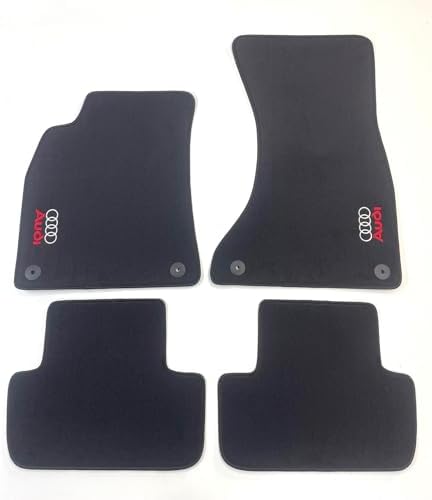 Tappeti Auto Audi A4 B8 (8K) BERLINA e SPORTBACK 2007-2015 su Misura | Velluto con Loghi Ricamati e Bottoni di Ancoraggio