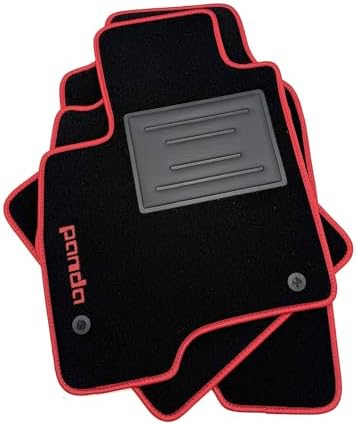 Tappeti Auto FIAT PANDA -PANDINA HYBRID 312 III Serie 2019-2025 su Misura | Moquette con Battitacco e Bordo Antiscivolo (Rosso)