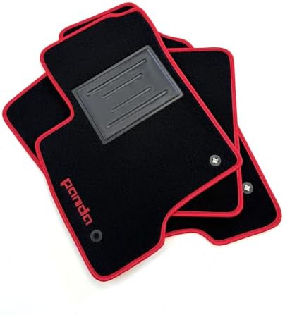 Tappeti Auto FIAT PANDA 312 III Serie 2012-2019 su Misura | Moquette con Battitacco e Bordo Antiscivolo (Rosso)